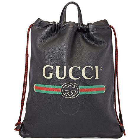 gucci print leather drawstring backpack replica|Gucci bag backpack women's.